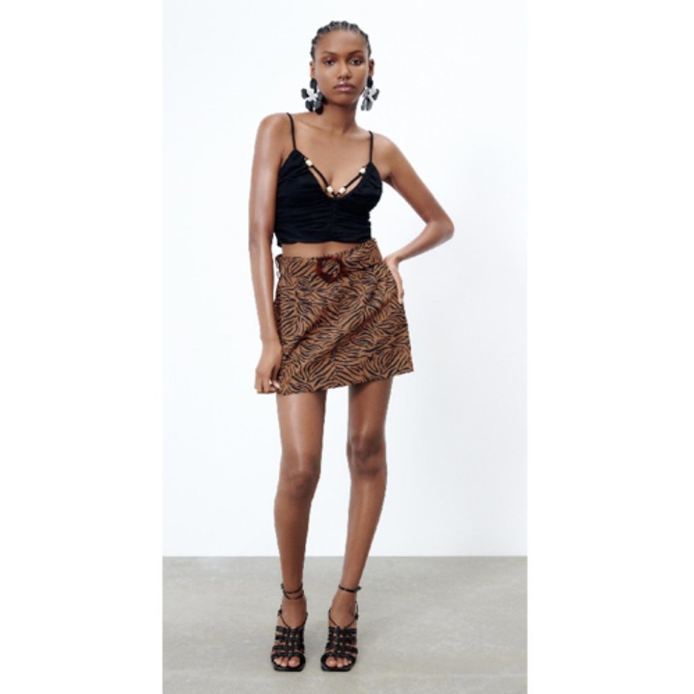 ZARA Animal Print Skirt Large NWT